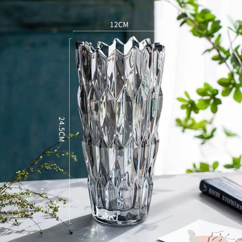 High-End Transparent Glass Crystal Vase for Fresh Flower Arrangements