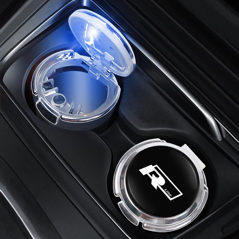 T312026 Hot VOLKSWAGEN Car Interior Ashtray Portable Garbage Box Storage Barrel For VW RLine Golf Tiguan Jetta Transporter Passat P
