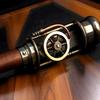 Steampunk Gehststock mit Messing-Dampfmaschine Massivholz Klappbar Antik-Finish
