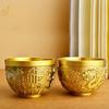 Cilindro di fenice portafortuna, tradizionale ornamento intagliato a mano in ottone, tazza da bere, ciotola in ottone Feng Shui, decorazione da tavolo