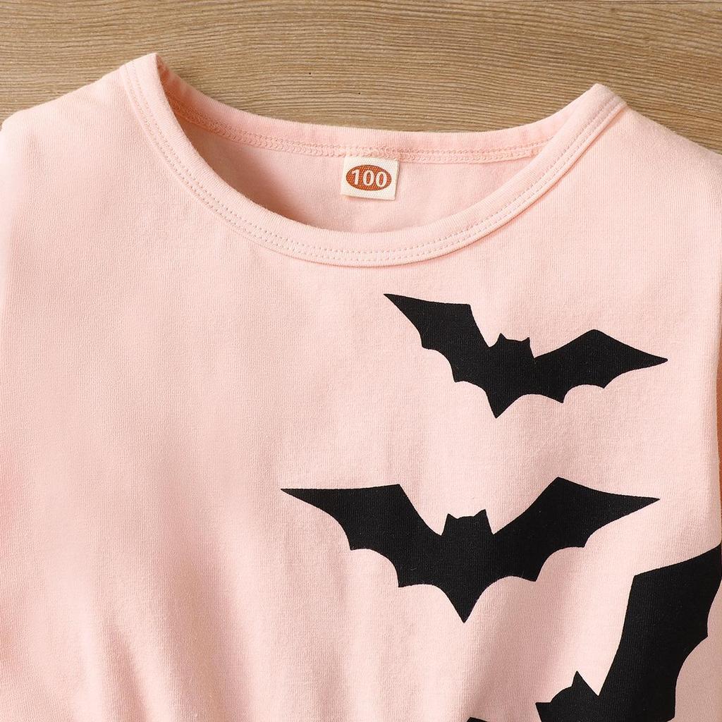European and American Halloween Cosplay Batwing Mesh Dress for Girls - Autumn Long-Sleeve Style
