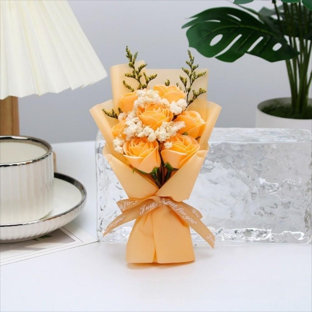 7 Heads Artificial Flower Bouquet Flower Arrangement Realistic Details Soap Flower Bouquet Table Centerpieces Mini Bouquet