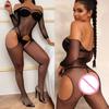 Rose Sexy Fishnet Bodysuit Erotic Crotchless Lingerie Cosplay Costumes Women Off Shoulder Full Body Stockings Mesh Sexy Costumes