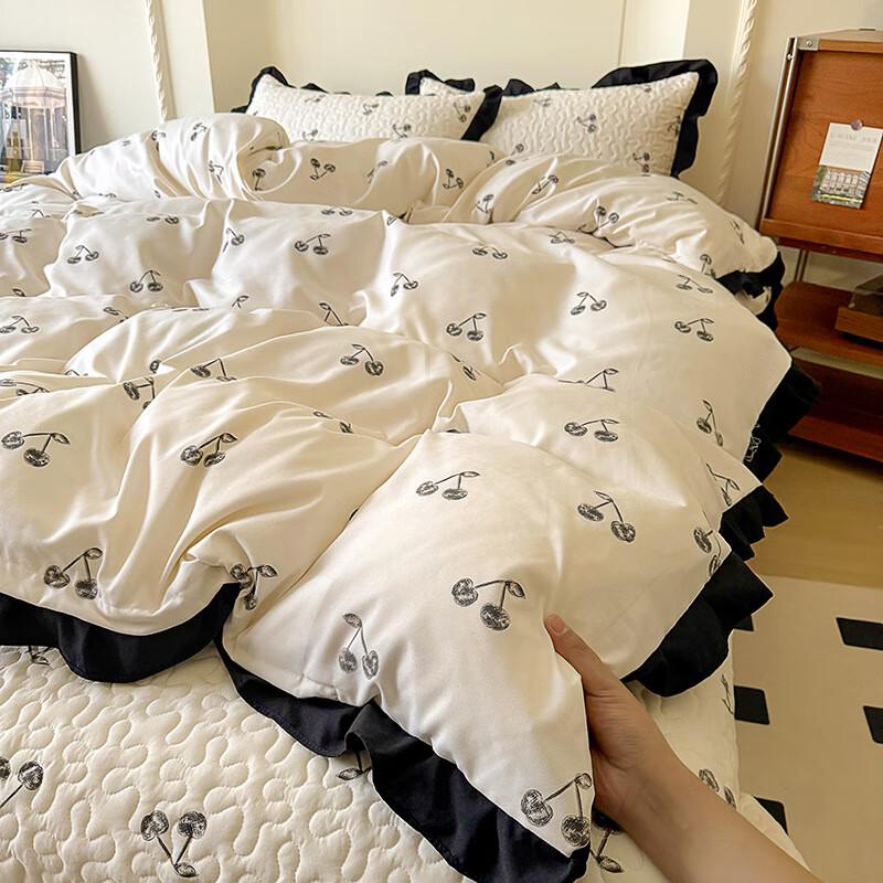 Li Lang Hepburn Style Floral Ruffle 4-Piece Bedding Set