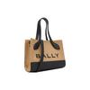 Bally Large Logo Casual Magnetic Closure Fabric And Leather Tote Bag Women Tote Sand Black 6304584