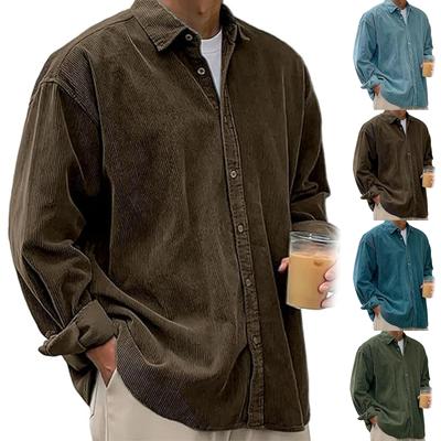 Men's Cotton Shirts Long Sleeve Casual Button Down Textured T-Shirt Loose Vacation Beach Lightweight Topsrt