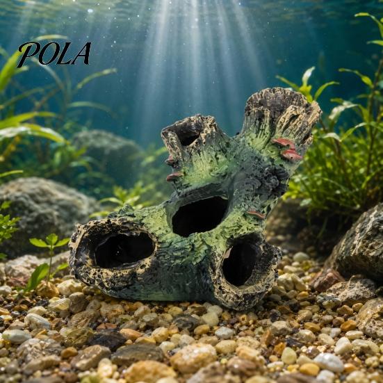 Non-toxic Fish Tank Ornament Decaying Trunk Aquarium Hide, Decorative Betta Hideout, with Multiple Holes Hide And Caves, Resin Log Hideout Cave