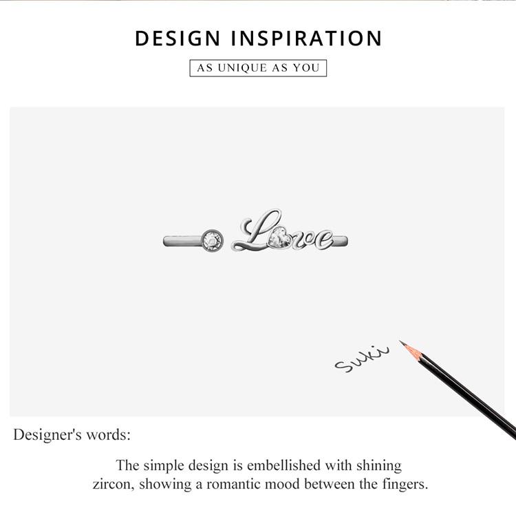 WOSTU Love Ring Resizable Finger Rings 925 Sterling Silver for Women Fine Wedding Ring Jewelry