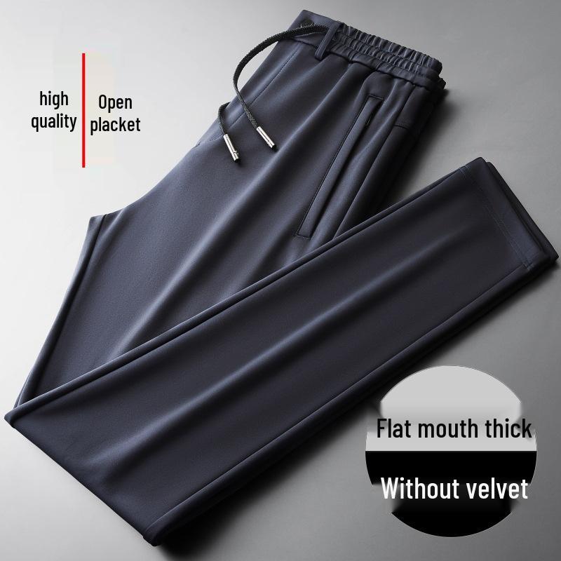 Men's Winter Casual Fleece-Lined Elastic Waist Straight Leg Sweatpants