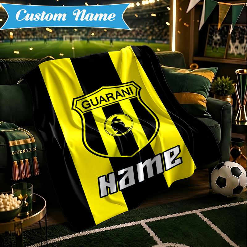 Custom Name Guarani Football Crest Blanket Lightweight Ideal Bedding Blanket Perfect for Travel, Camping, Living Rooms, Sofas, Christmas gift