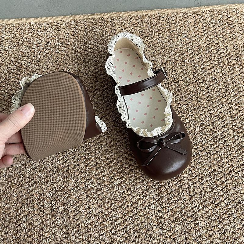 Fashion Women's Fashion Single Shoes Spring Autumn New Round Head Shallow Mouth Butterfly Knot Metal Buckle Soft Sole Non-slip Flat Shoe