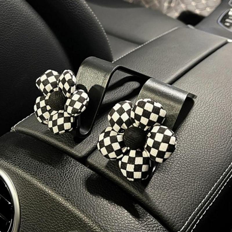 Car Seat Headrest Hanger Checkerboard Automotive Purse Holder Women Car Organizer Vehicle Organizing Hooks For Bags Umbrellas