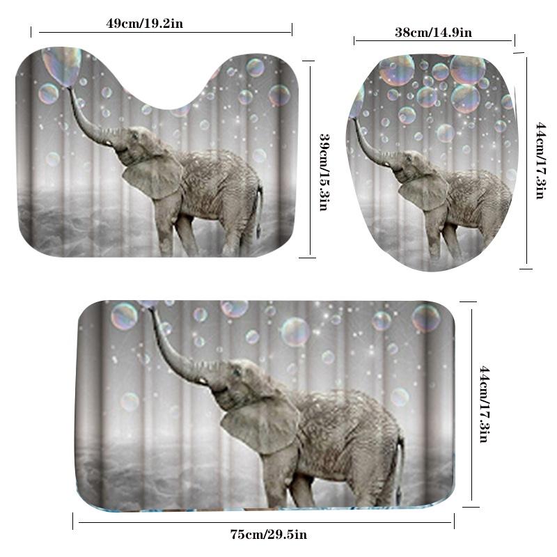 Colorful Elephant Shower Curtain Waterproof Washable Bathroom Decor With 3d Printing And Hooks
