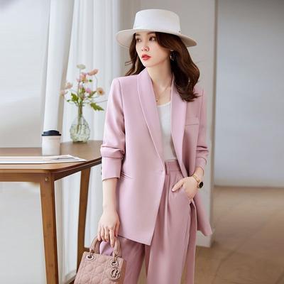 Fashion Spring Summer Professional Suit Women Wide Leg Pants Business Casual Blazer Jacket Women's Black Pink