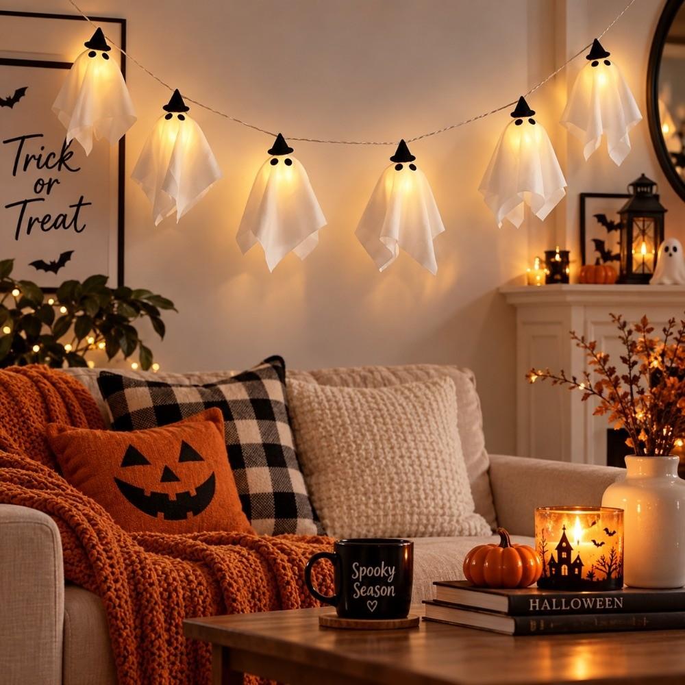 Spooky Halloween String Lights Warm White Decorative Lamp Lights  Outdoor Decoration