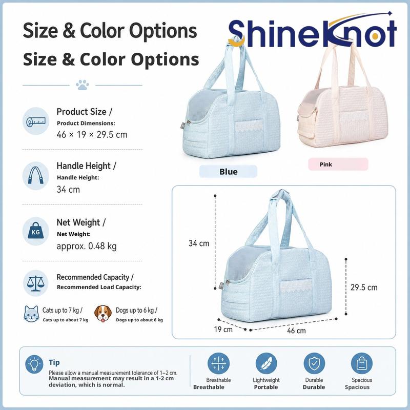 SHINEKNOT Spring And Autumn Pet Small Cat Bag Dog Bag Handheld Portable Breathable Pet Travel Bag