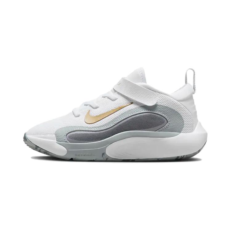 

New Nike ISOFLY Anti-Slip Wear-Resistant Low-Top Children s Basketball Shoes White Gray Children Aged 3-7 Years Old FQ7670-100 31