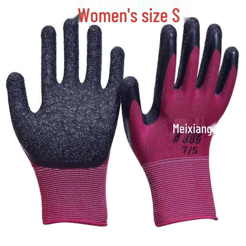 

#389 Adult Breathable Anti-Slip Knit Labor Gloves – Wrinkled, Wear-Resistant Rubberized Design, Free Shipping, Big Promotion