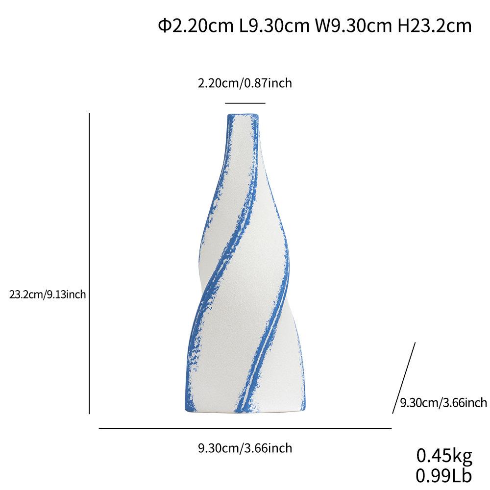 Elegant Spiral Narrow-Mouth Ceramic Vase for Fresh Floral Arrangements