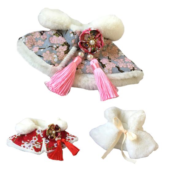 Haustierumhang Schnürverschluss Klettband Atmungsaktiv Winddicht Ärmellos Verkleidung Blumendruck Neujahr Haustierumhang für Hund