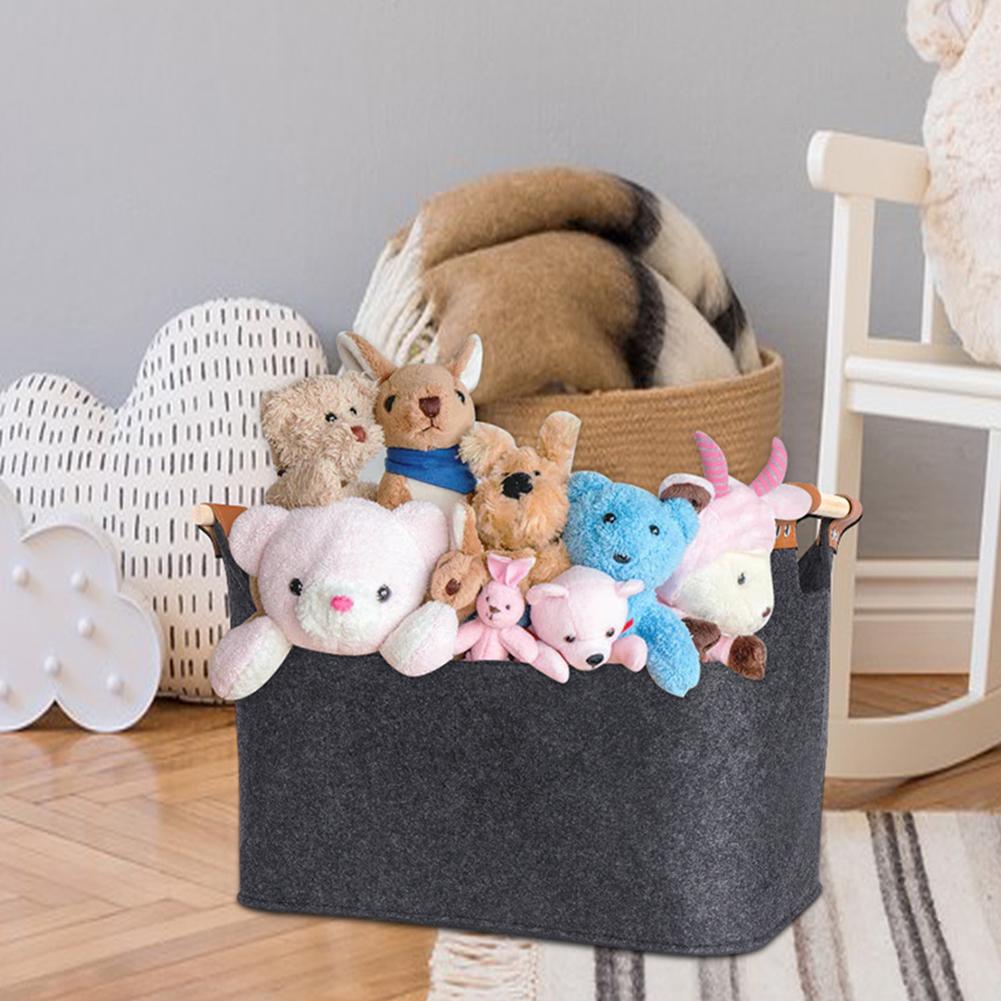 45 X 32 X 40 Cm Felt Basket Large Capacity 57 L Foldable Wood Basket Fireside Wood Carrier Holder Bagwith Wooden Handles