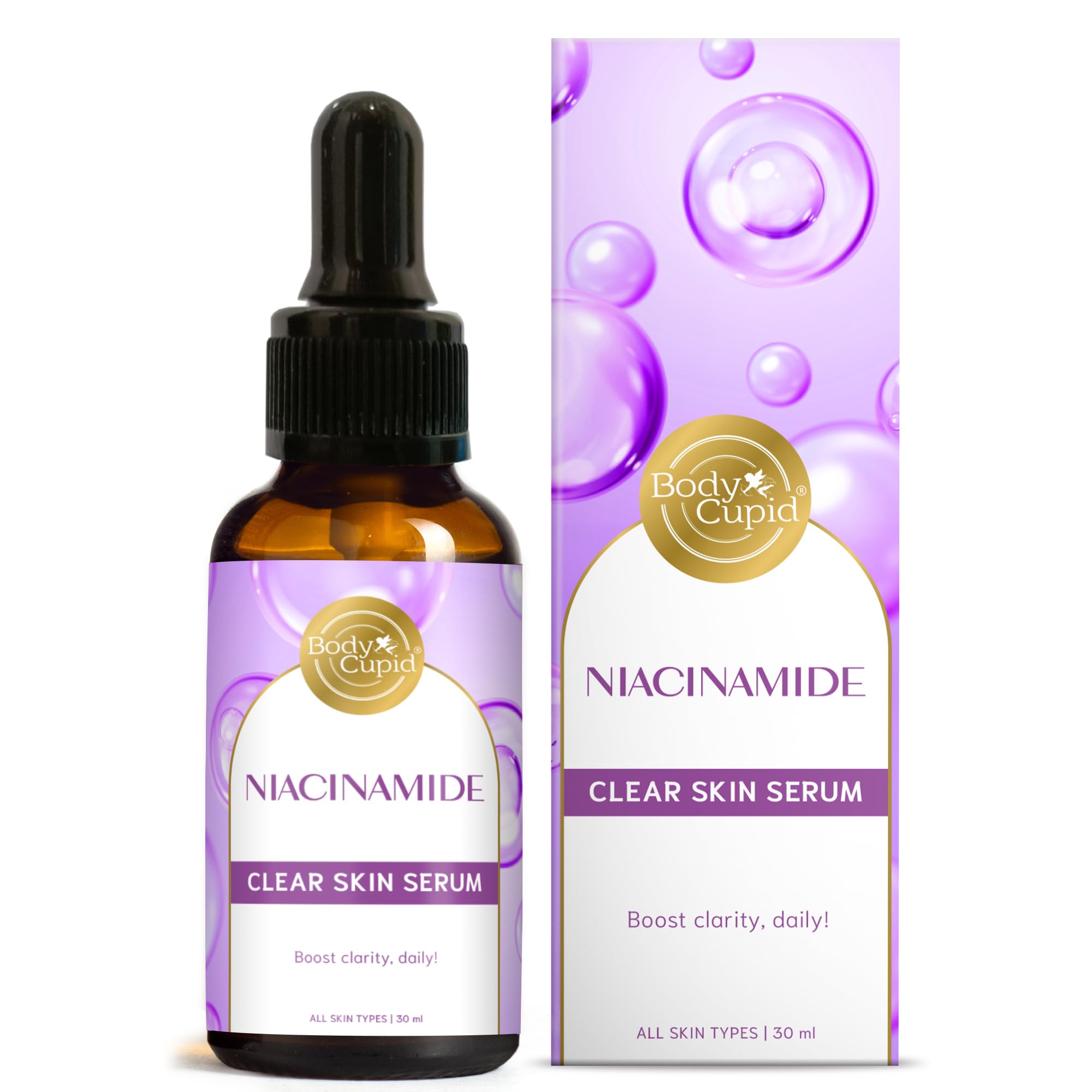 Body Cupid Niacinamide Serum - Niacinamide Balancing B3 Facial Serum for Acne, Tone, Texture - Brightening and Hydrating Skincare for Face | 30 ml