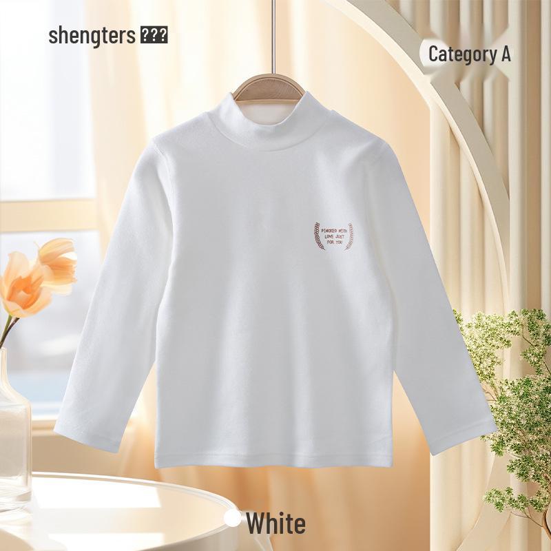 Shengte Shi Kids' Mid-Neck Cotton Thermal Top – Unisex Autumn/Winter Base Layer