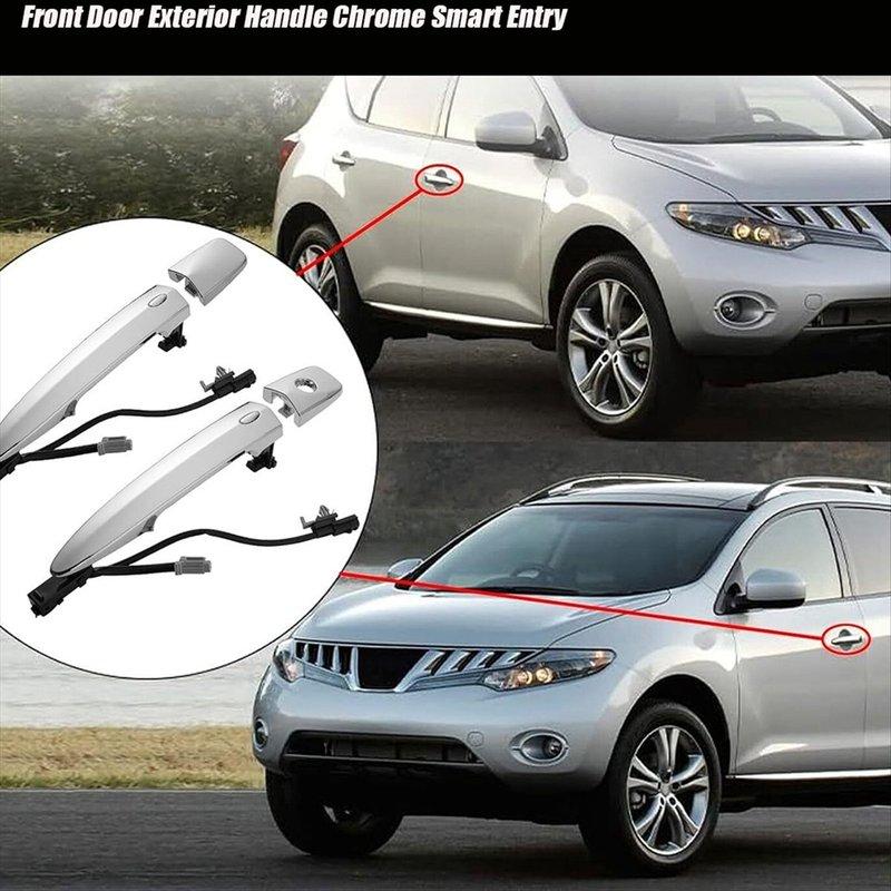DT08 1Pair Front Door Exterior Handle Chrome W/ Smart Entry for Nissan Leaf Maxima Sentra 2009-2018 80645-1AA0A 80640-1AA0B
