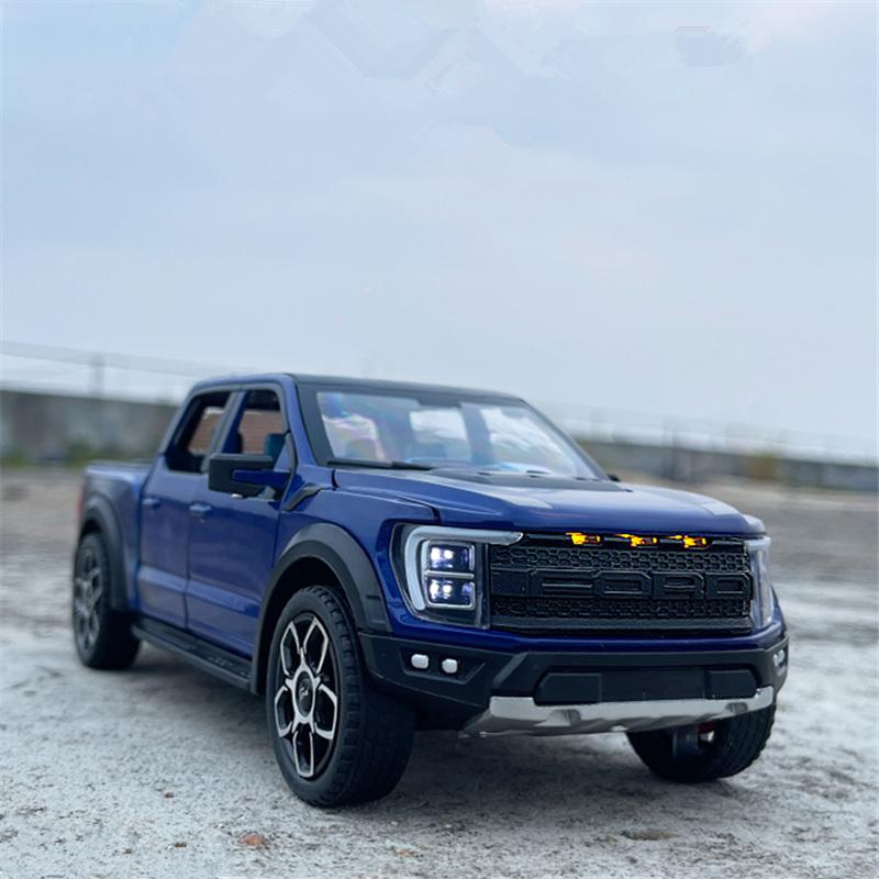 1/20 Ford Raptor F150 Pickup Alloy Truck Car Model Diecast Metal Off-road Vehicle Car Model Sound Light Simulation Kids Toy Gift