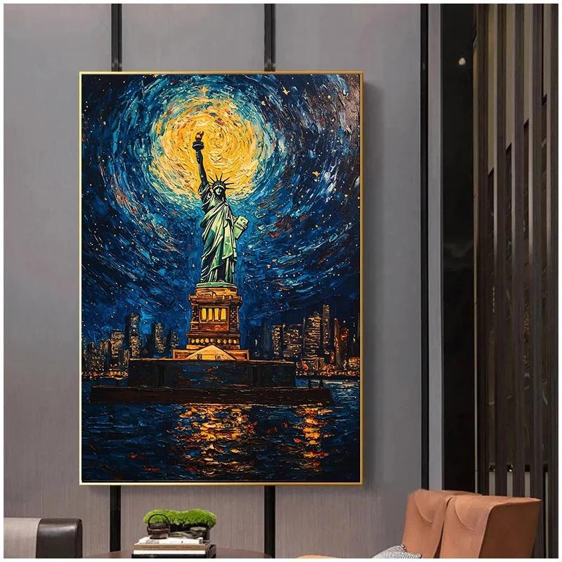Abstract Van Gogh Landscape Poster Sydney Opera House Starry Night Prints Canvas Painting Wall Art for Home Living Room Decor