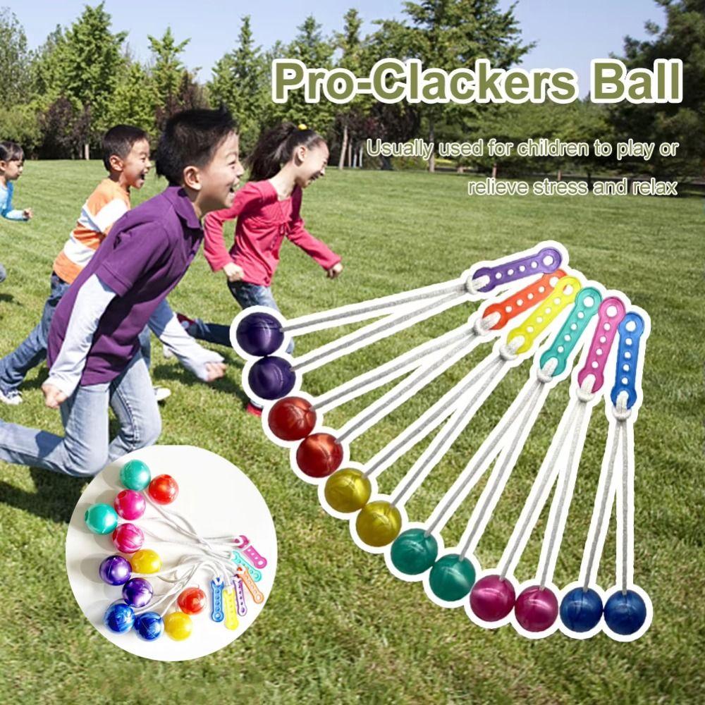 6 Stück Zufällige Farbe Click Clack Ball Lustige Fidget Clack Bälle Kinderparkbälle Outdoor-Spiele