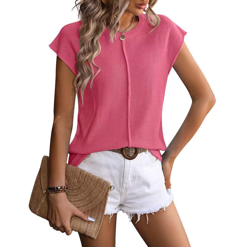 Cross2026 Women's Quick-Dry Versatile Solid Color Slimming Fashion Top - Daily Breathable Commuting Style