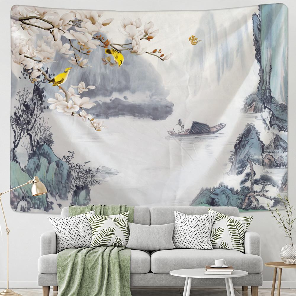 Landscape Painting Art Wall Hanging Beautiful Bohemian Tapestry Sheet Beach Towel Bedroom Room Aesthetic Decoration Home Decor