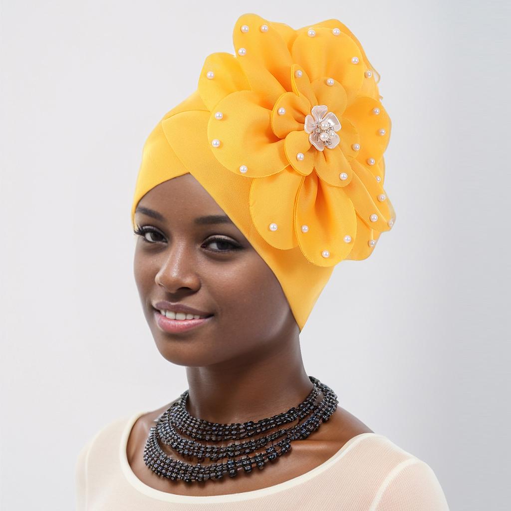 Elegant African Lady Head Wraps Nigeria Party Headwear Wedding Headtie Big Flower Turban Cap for Women 2026 New Gift