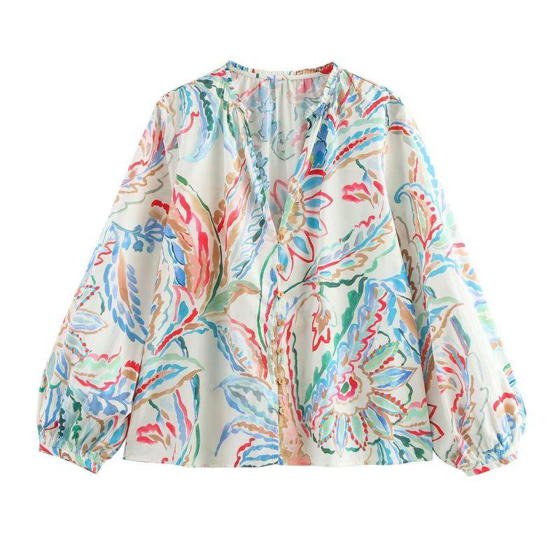Jnleaog Spring New Arrival Women's Clothing Fashion Style French Fashion Design Print Poplin Shirt 2581185