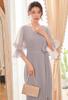 Hanmall Gray Puff Formal Long Suitable for Women In Their and Graduation LON718 Dress, Wedding, Business, Chiffon, Sleeve, Dress, Sleeve, A-Line, 20s,