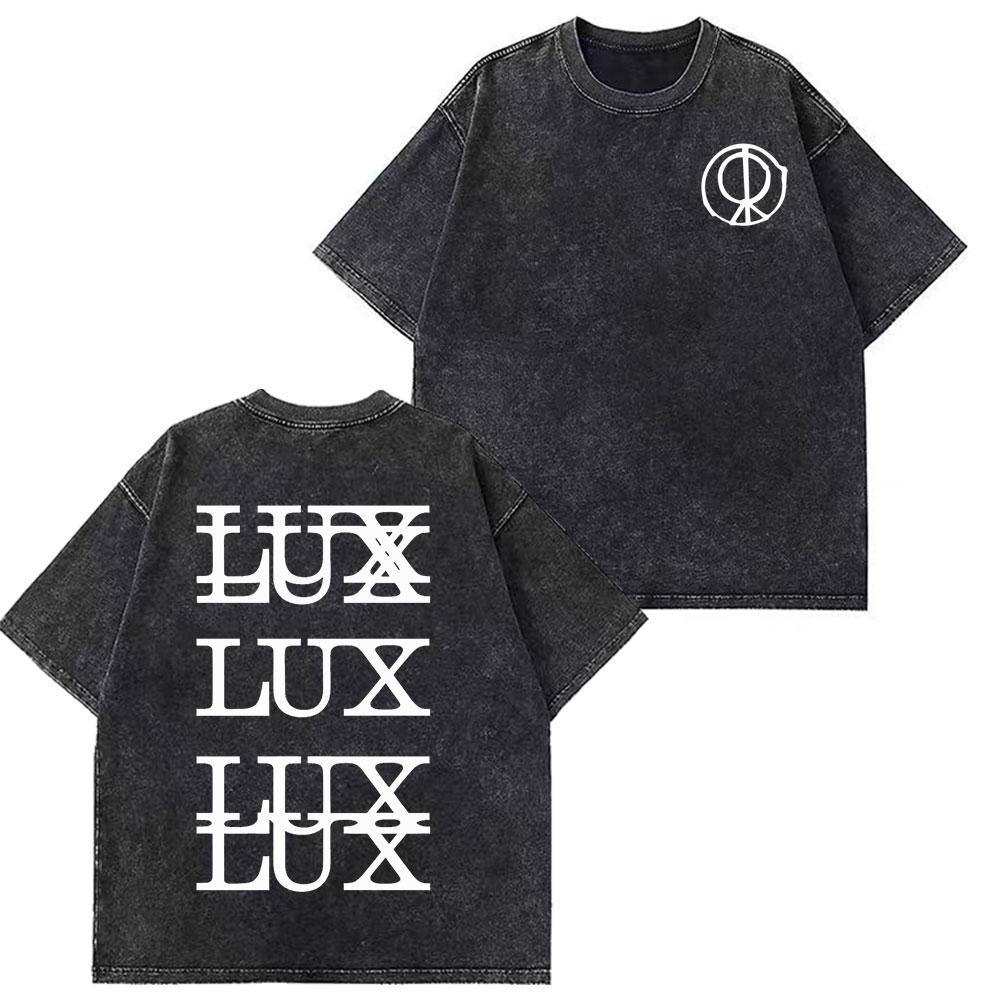 T-shirts Graphiques Notes de Musique Rosala LUX Unisexes Mode Femme T-shirt Ample Décontracté Esthétique T-shirts Lavés Streetwear