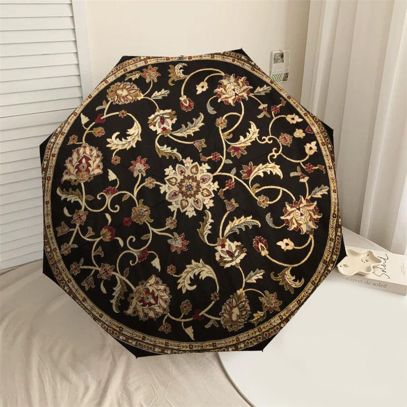 

1PC Floral Pattern Rug Automatic Open/Close Umbrella with Windproof, 8-Rib Sturdy Canopy, Durable Ribs, Fashionable Design,1245A