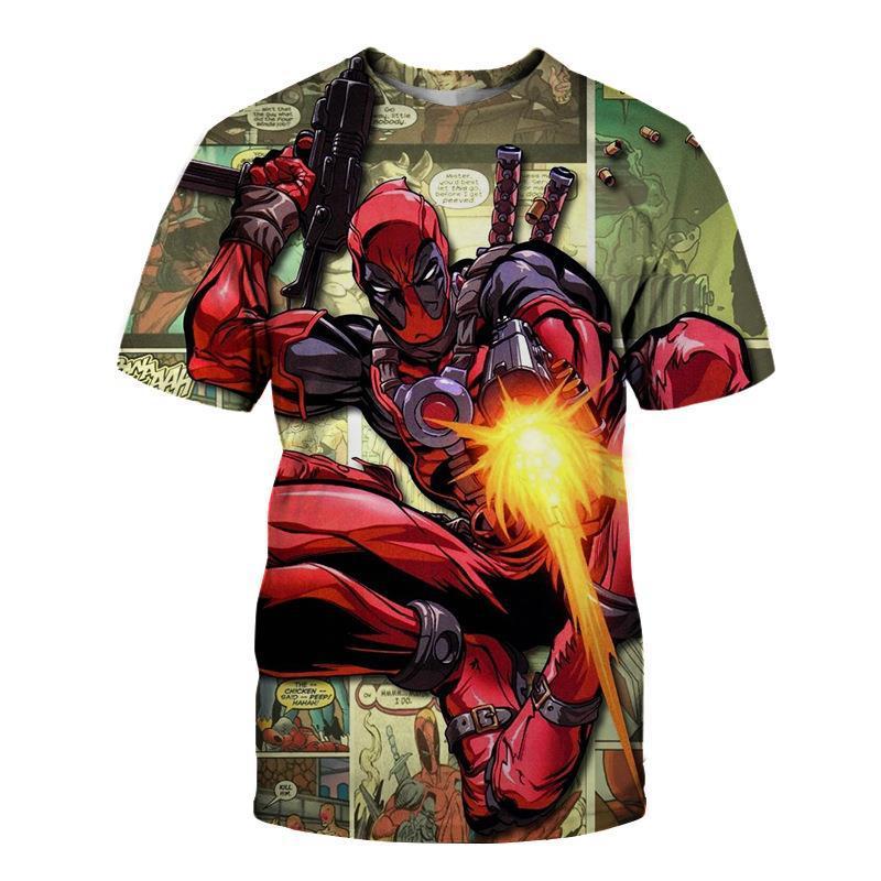 2024 Nova Miniso Universo Meninos e Meninas Deadpool Anime Impressão 3D Streetwear Personalidade Camiseta Infantil/Adulto Casual Moda Top
