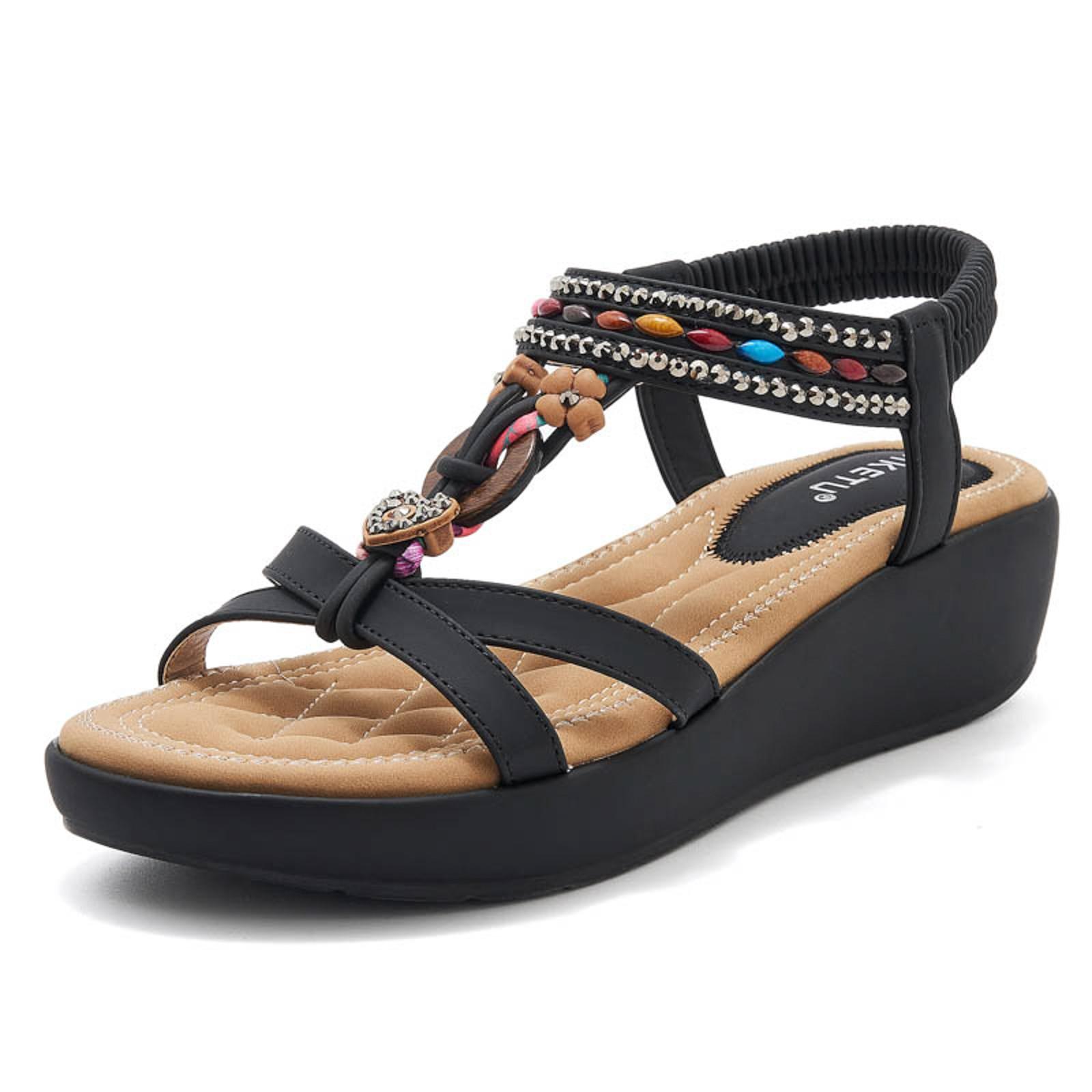 

Sandals Wedges Shoes For Women Sandals With Arch Support Comfortable Sandal Women Flip Flops Dressy Summer Walking Slippers 36 чорний