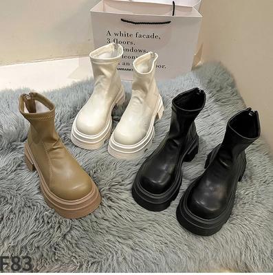 Fashion Winter Chunky Women Ankle Boots Fashion Zippers Thick Bottom Shoes Ladies Elegant Morder Short Boots Casual Women Shoes