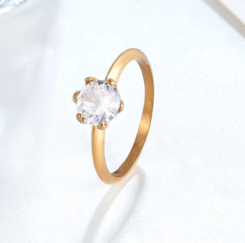 

Elegant 14K Gold Crown Zircon Diamond Ring for Women Size 8