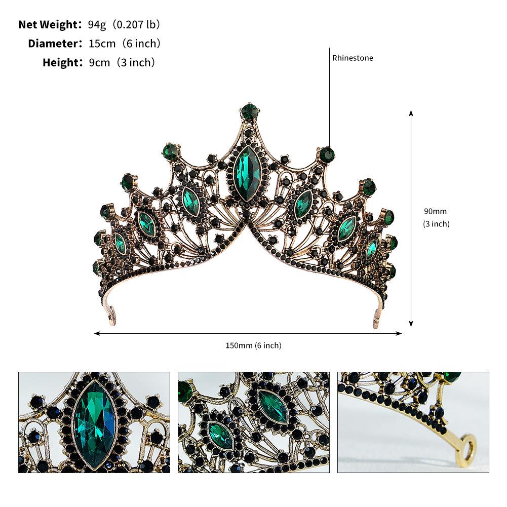European and American Wedding Headwear Baroque Retro Large Crown Prom Party Hair Accessories New Luxury Rhinestone Bridal Crown