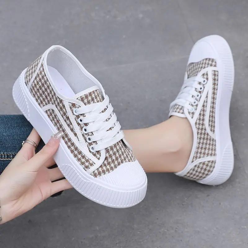 Fashion Designer Luxury Houndstooth Lace Up Woman Footwear Cheap Fashion 2025 Y2k Comfortable and Elegant High Quality Shoes for Women