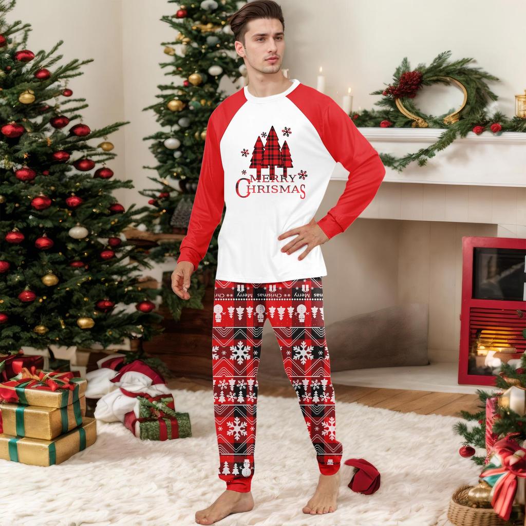 Print Cute Family Set Pajamas, Home Clothes, Family Set Long Sleeve Top Pants Set