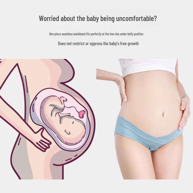 Xueqiman 4-Pack Low-Waist Antibacterial Cotton Maternity Underwear
