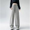 Curved Hem Women'S Fall/Winter Fleece-Lined High-Waisted Drawstring Straight Banana Sweatpants With Draped Effect And Narrow Wide Legs