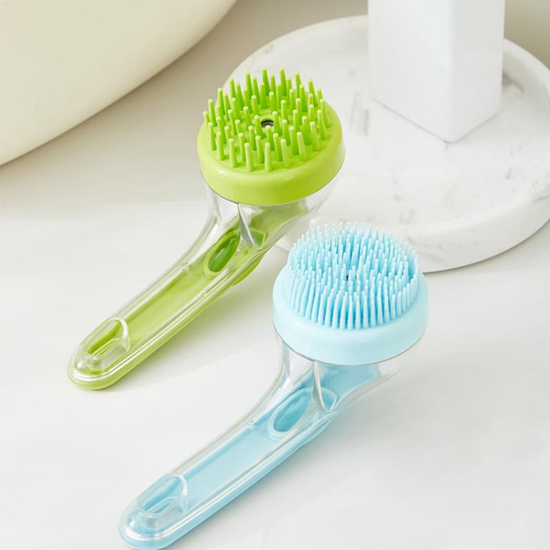 Cepillo de champú de mango largo Cepillo de baño Cepillo de masaje del cuero cabelludo Peine de presión para dispensar Peine de exfoliación corporal Herramientas de peinado de peluquería