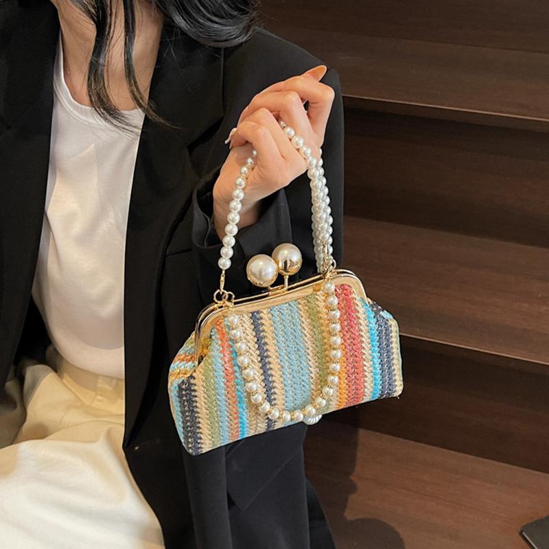 Summer Woven Straw Tote Bag Casual Beach Vacation Women Shoulder Bags Large Capacity Female Handbag KTB