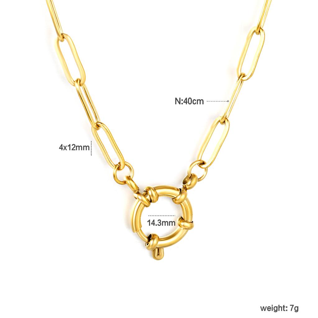 Fashion Metal Dragon Chain Round Clasp Collarbone Pendant Necklace Light Luxury Unique Design Jewelry
